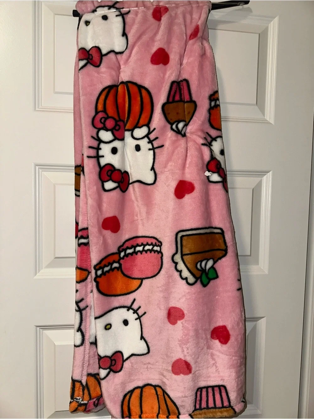 Hello Kitty Pink and Red Plush Throw Blanket with Cupcake Pattern